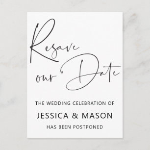 Resave The Date Postponed Wedding Announcement Postcard