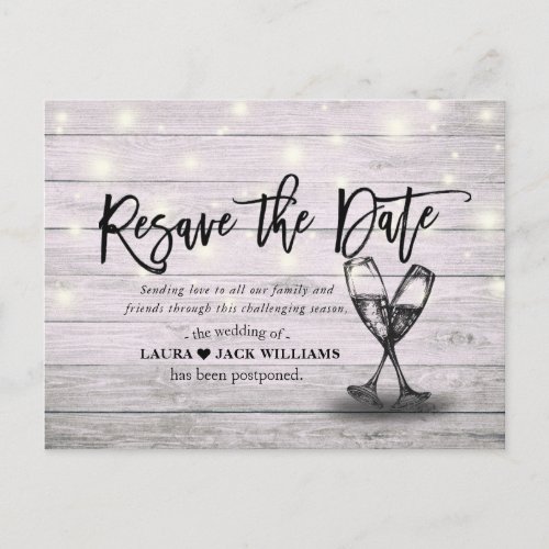 Resave the Date Wedding Postponement Rescheduled Announcement Postcard