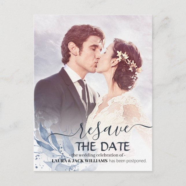 Resave the Date Wedding Postponement Rescheduled Announcement Postcard (Front)