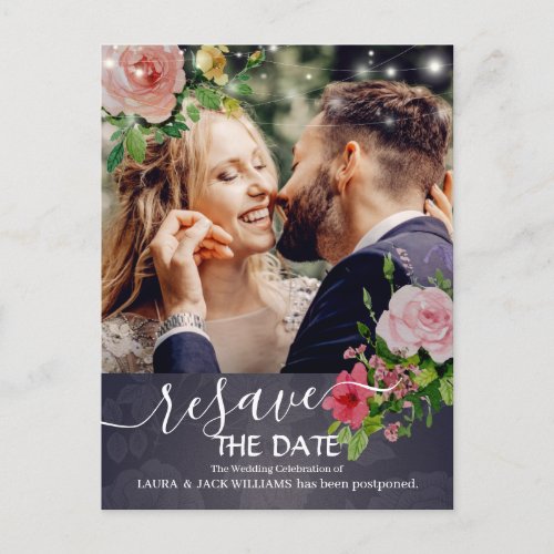 Resave the Date Wedding Postponement Rescheduled Announcement Postcard