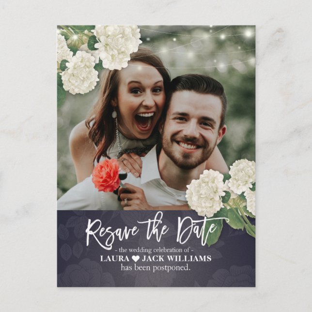 Resave the Date Wedding Postponement Rescheduled Announcement Postcard (Front)
