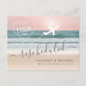Rescheduled Beach Wedding Notification Postcard