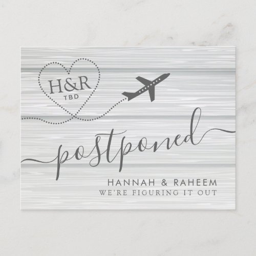 Rescheduled Beach Wedding Wood Plank Postcard