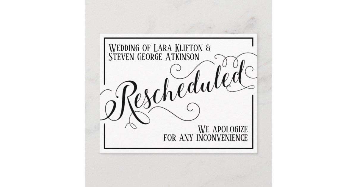 Rescheduling Poster Rescheduling announcement design. postcard | Zazzle