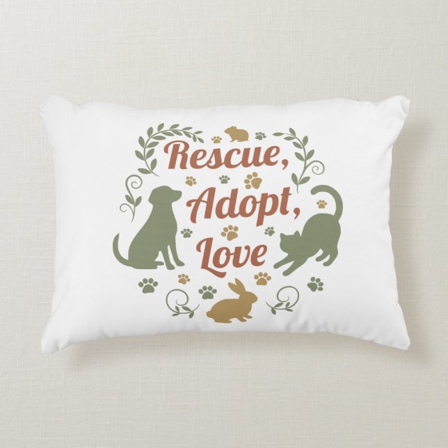 Rescue, Adopt, Love Accent Pillow (Front)