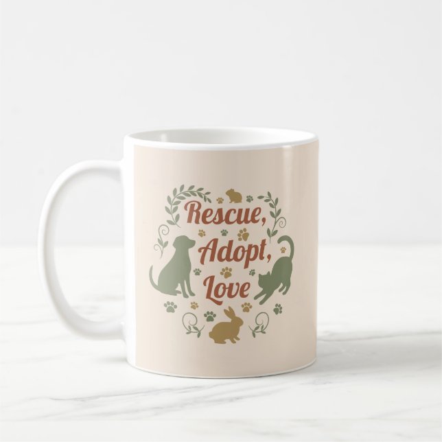 Rescue, Adopt, Love Coffee Mug (Left)