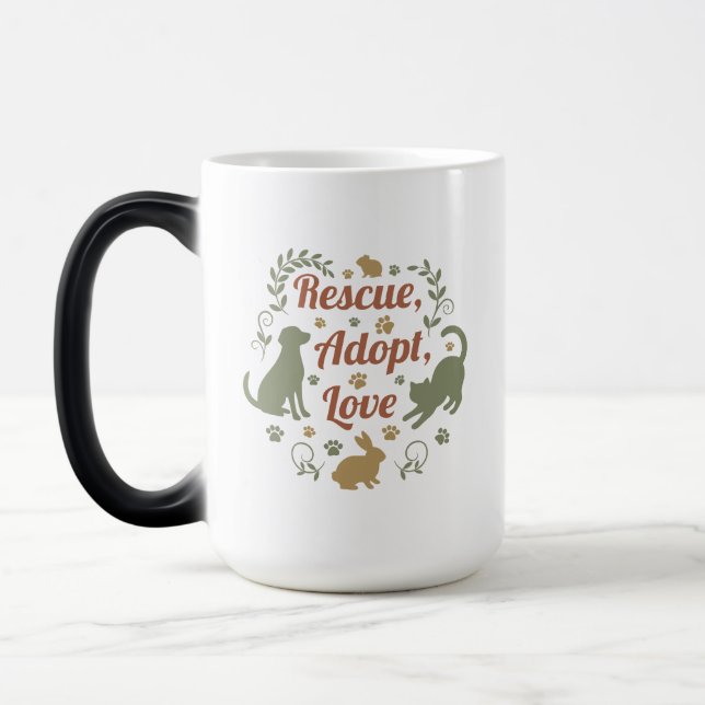 Rescue, Adopt, Love Color Morph Mug (Left)