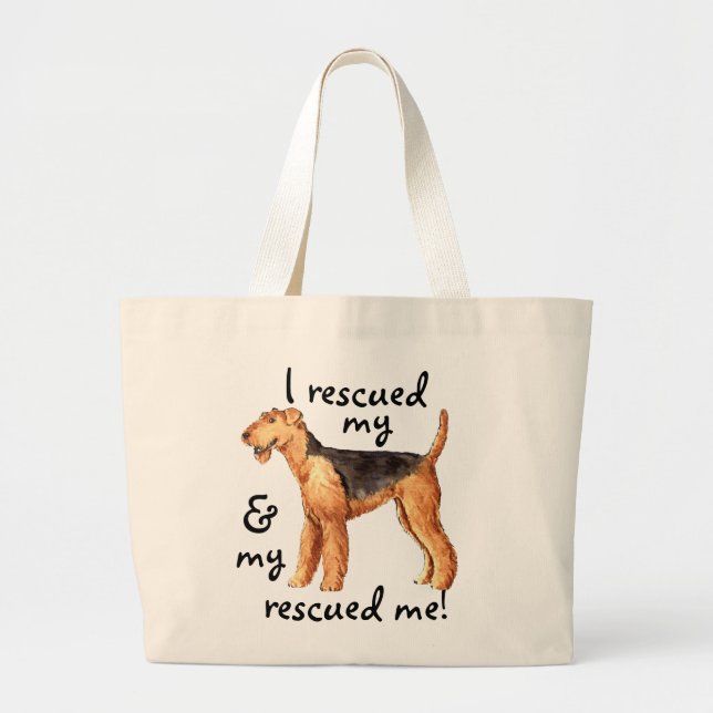 Rescue Airedale Large Tote Bag (Front)