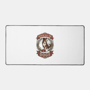 Rescue All Dogs Dog Floral Wreath Ribbon_1 Desk Mat