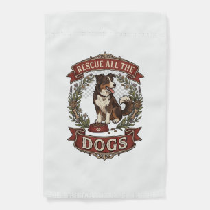Rescue All Dogs Dog Floral Wreath Ribbon_1 Garden Flag