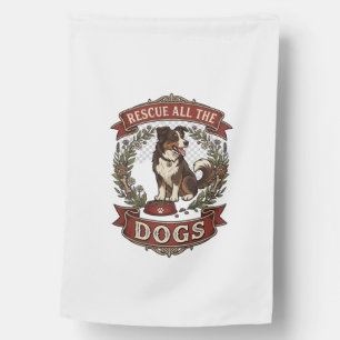 Rescue All Dogs Dog Floral Wreath Ribbon_1 House Flag