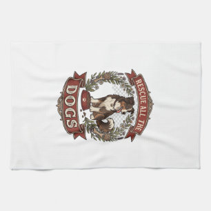 Rescue All Dogs Dog Floral Wreath Ribbon_1 Kitchen Towel