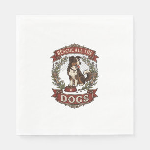 Rescue All Dogs Dog Floral Wreath Ribbon_1 Napkins