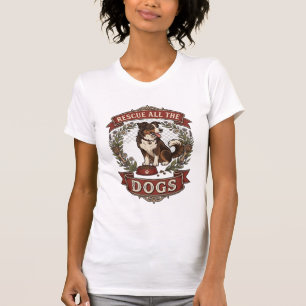 Rescue All Dogs Dog Floral Wreath Ribbon_1 T-Shirt
