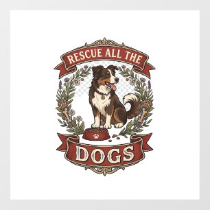 Rescue All Dogs Dog Floral Wreath Ribbon_1 Window Cling
