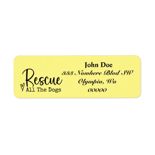 Rescue All Dogs Pet Rescue Return Address Labels