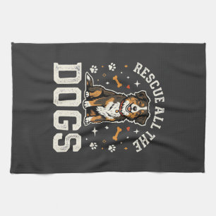 Rescue All The Dogs Vintage Dog Kitchen Towel