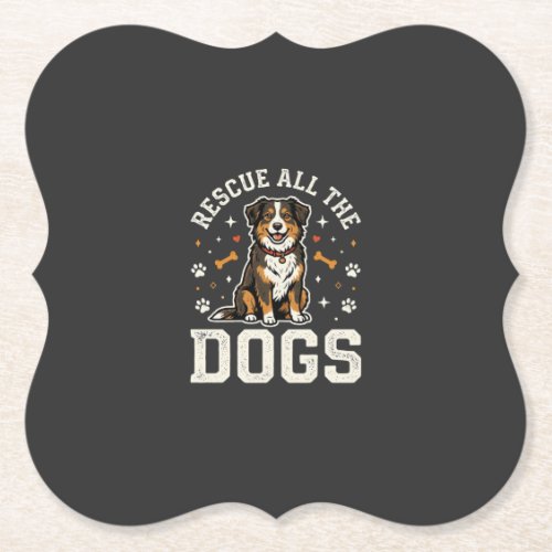Rescue All The Dogs Vintage Dog Paper Coaster