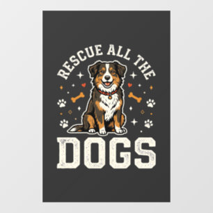 Rescue All The Dogs Vintage Dog Window Cling