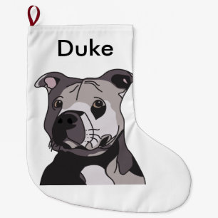 Rescue American Bulldog Pit Bull Terrier Portrait Large Christmas Stocking