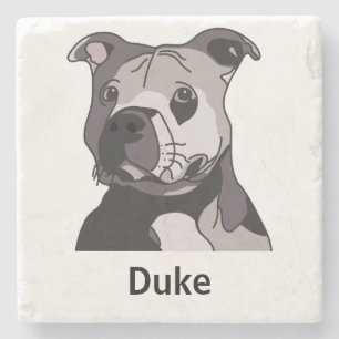 Rescue American Bulldog Pit Bull Terrier Portrait Stone Coaster