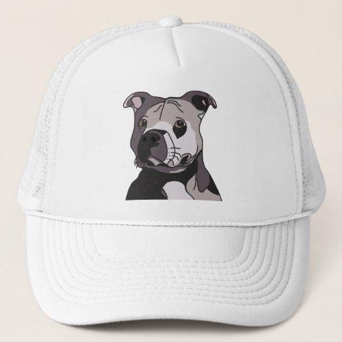 Rescue American Bulldog Pit Bull Terrier Portrait Trucker Hat