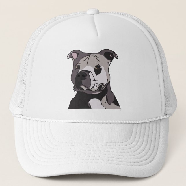 Rescue American Bulldog Pit Bull Terrier Portrait Trucker Hat (Front)