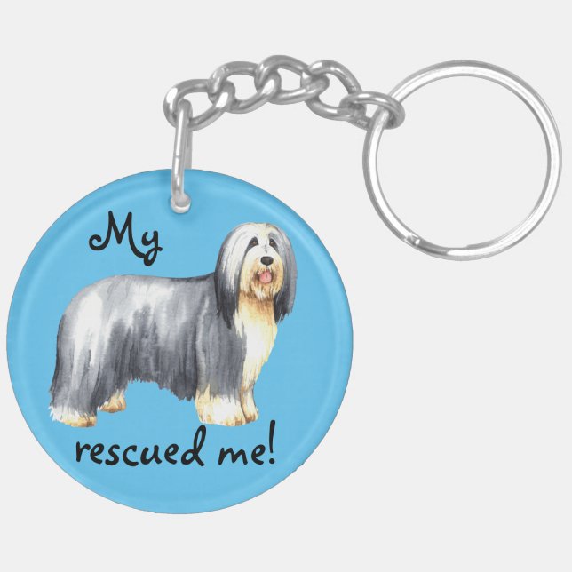 Rescue Bearded Collie Keychain (Back Left)