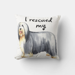 Rescue Bearded Collie Throw Pillow
