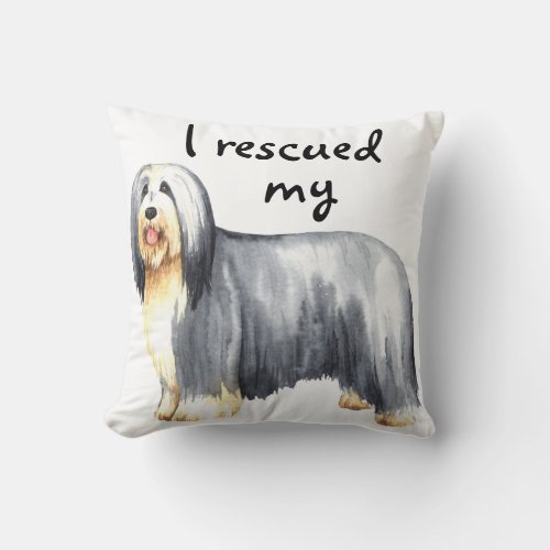 Rescue Bearded Collie Throw Pillow