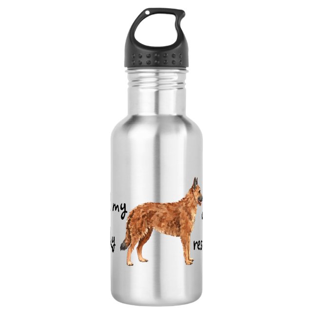 Rescue Belgian Laekenois Stainless Steel Water Bottle (Front)