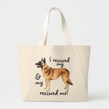 Rescue Belgian Malinois Large Tote Bag by DogsInk at Zazzle