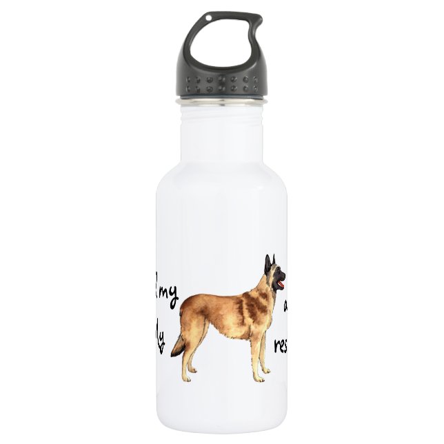 Rescue Belgian Malinois Stainless Steel Water Bottle (Front)