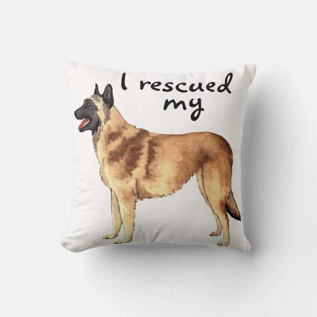 Rescue Belgian Malinois Throw Pillow (Front)