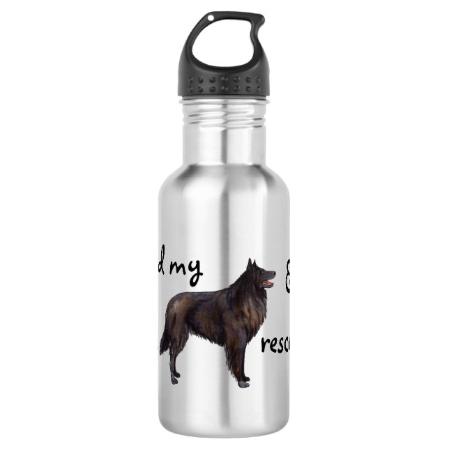 Rescue Belgian Sheepdog Stainless Steel Water Bottle (Front)