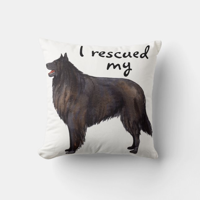 Rescue Belgian Sheepdog Throw Pillow (Front)