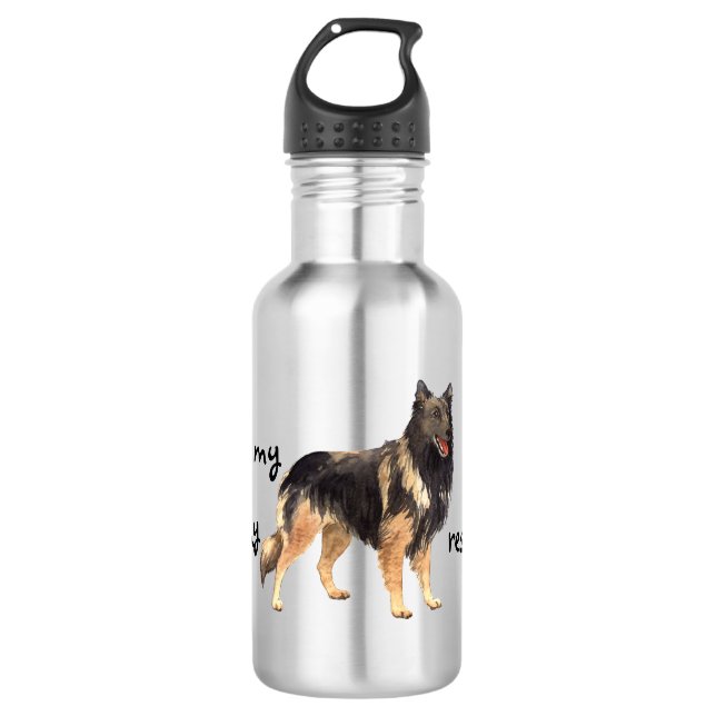 Rescue Belgian Tervuren Stainless Steel Water Bottle (Front)