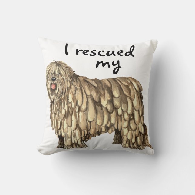 Rescue Bergamasco Throw Pillow (Front)