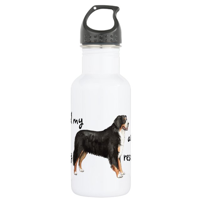 Rescue Bernese Mountain Dog Stainless Steel Water Bottle (Front)