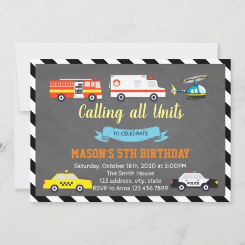 Rescue birthday party invitation
