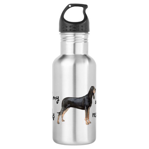 Rescue Black and Tan Coonhound Stainless Steel Water Bottle