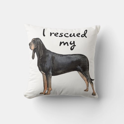 Rescue Black and Tan Coonhound Throw Pillow