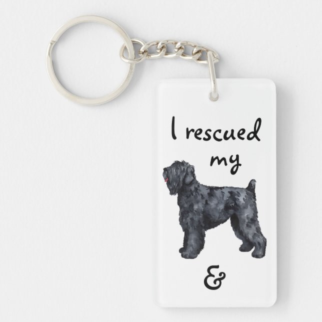 Rescue Black Russian Terrier Keychain (Front)
