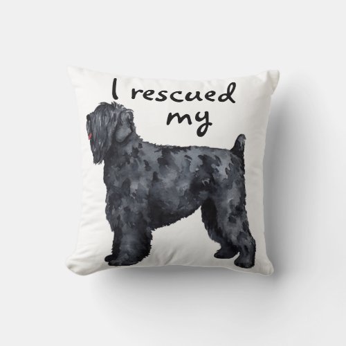 Rescue Black Russian Terrier Throw Pillow