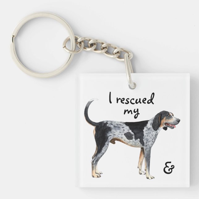 Rescue Bluetick Coonhound Keychain (Front)