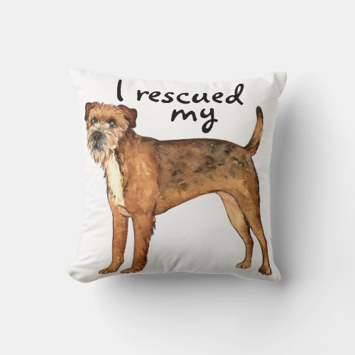 Rescue Border Terrier Throw Pillow