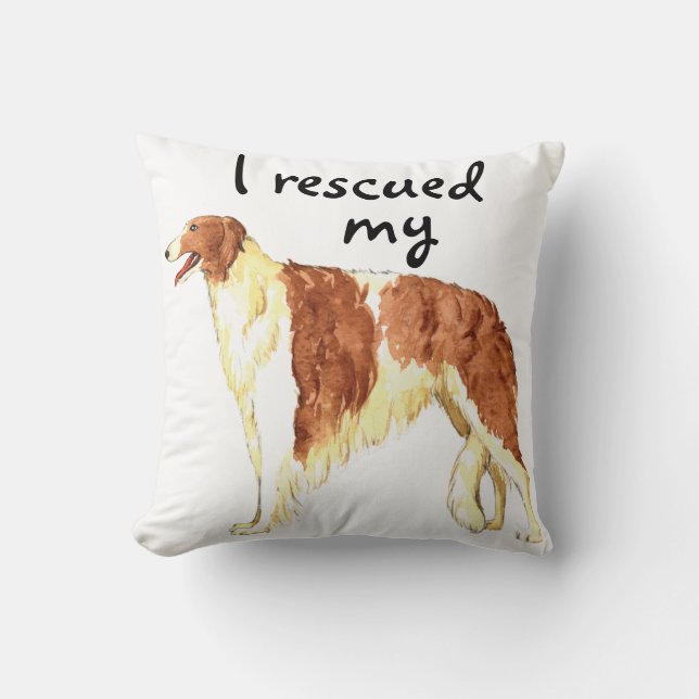 Rescue Borzoi Throw Pillow (Front)