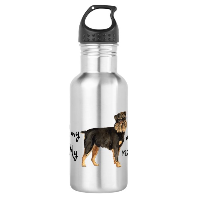 Rescue Brussels Griffon Stainless Steel Water Bottle (Front)