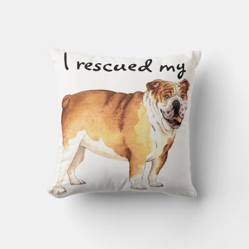 Rescue Bulldog Throw Pillow