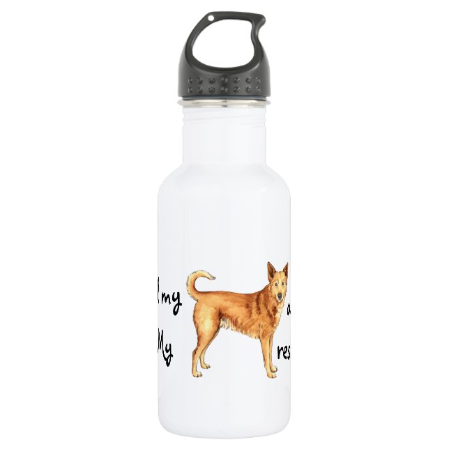 Rescue Canaan Dog Stainless Steel Water Bottle (Front)